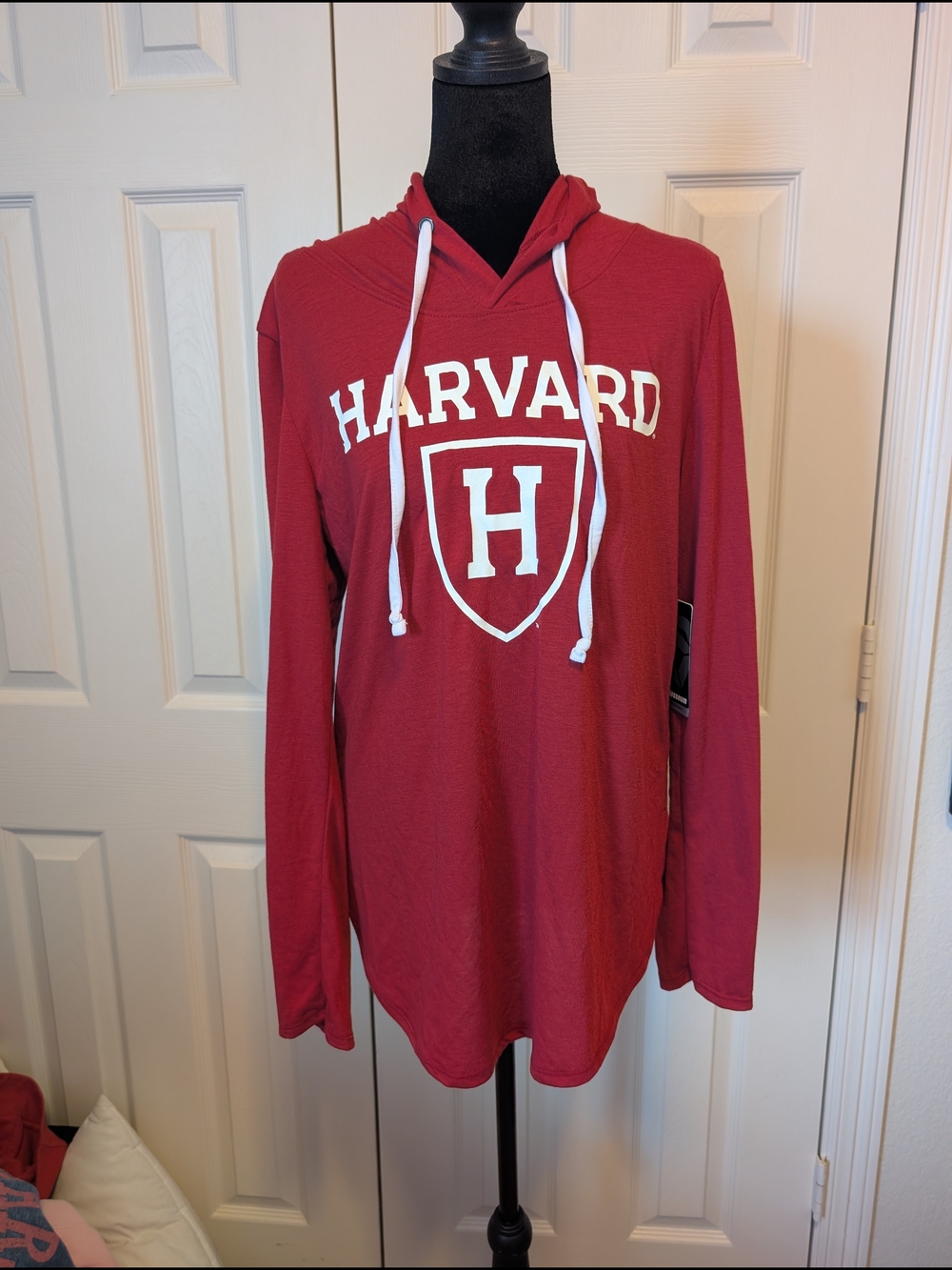 Colosseum Harvard Red Pullover Hoodie with White Drawstrings